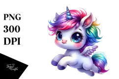 Colorful Cute Unicorn Jumping PNG Product Image 1