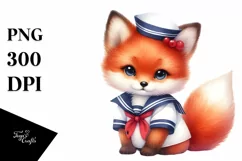 Colorful Watercolor Baby Fox Sailor Suit Product Image 1