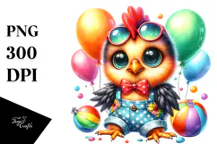 Vibrant Crazy Eyes Baby Rooster PNG Product Image 1