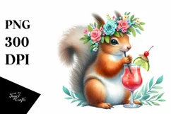 Young Squirrel Adorned With Wreath of Flowers Product Image 1