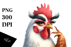 Whimsical Chicken with Human-Like Eyebrows PNG Product Image 1