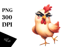 Whimsical Chicken with Human-Like Eyebrows PNG Product Image 1