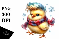 Running Baby Chicken in Winter Outfit, Transparent PNG Product Image 1