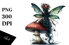Gothic Fairy on Mushroom PNG Product Image 1