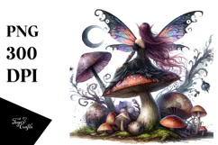 Gothic Fairy on Mushroom PNG Product Image 1