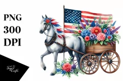 Horse Wagon With Flowers USA Flag Colors Product Image 3