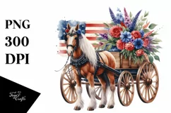 Horse Wagon With Flowers USA Flag Colors Product Image 3