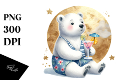 Cute Polar Bear with Cocktail PNG Product Image 1