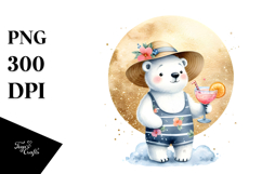 Cute Polar Bear with Cocktail PNG Product Image 1