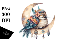 Boho Hummingbird on Moon Sticker Clipart Product Image 1