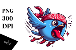Playful Bird with Bandana PNG Product Image 1