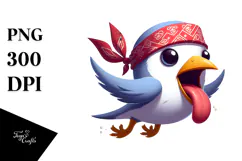 Playful Bird with Bandana, PNG Product Image 1