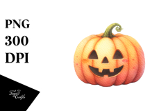 Simple Washed Watercolor JACK-O&#039;-LANTERN PNG Product Image 1
