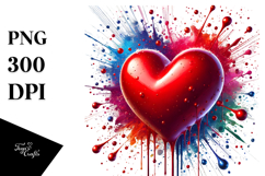 Colorful Digital Painting Red Glossy Heart PNG Product Image 1