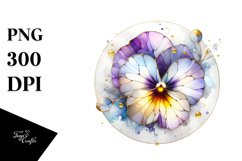 Watercolor Stained Pansy Golden Clipart Product Image 1