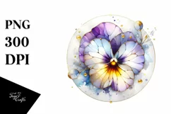 Watercolor Stained Pansy Golden Clipart Product Image 1