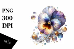 Watercolor Stained Pansy Golden Clipart Product Image 3