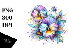 Watercolor Stained Pansy Golden Clipart Product Image 1