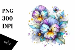 Watercolor Stained Pansy Golden Clipart Product Image 1