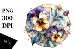 Watercolor Stained Pansy Golden Clipart Product Image 1