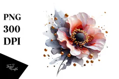 Abstract Poppy with Glossy Finish, Artistic PNG Product Image 1