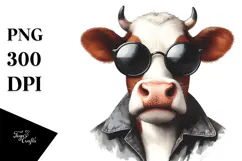 Funny Cow with Sunglasses PNG Product Image 1