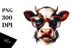 Funny Cow with Sunglasses PNG Product Image 1