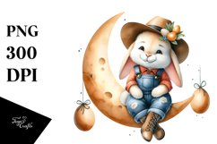 Happy Bunny on Half Moon, Transparent PNG Product Image 1