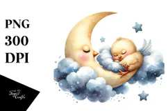 Whimsical Baby Chicken on Moon PNG Product Image 1