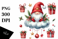 Red Christmas Gnomes With Presents Hanging PNG Product Image 1