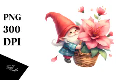 Floating Small Gnome with Large Azalea PNG Product Image 1