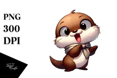Cartoony Otter with Dramatic Despair PNG Product Image 1