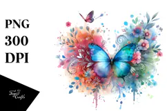 Colorful Butterfly with Splashes, Transparent PNG Product Image 1