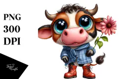Shy Cow in Human Clothes | Clipart Product Image 1