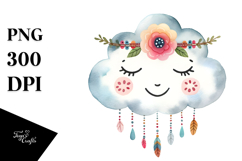 Smiling Boho Cloud PNG Product Image 1