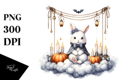Halloween Bunny on Cloud, High-Res PNG Product Image 1