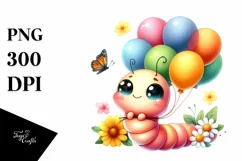 Smiling Baby Worm, Cuddling Balloons, Yellow Flowers | Product Image 3