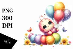 Smiling Baby Worm, Cuddling Balloons, Yellow Flowers | Product Image 3