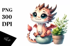 Baby Dragon Sitting in Vase | Sublimation | Clipart Product Image 1