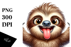 Cute Cartoon Sloth PNG Product Image 1