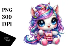 Vibrant Crazy Baby Unicorn, High-Quality PNG Product Image 1