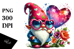 Colorful Valentines Gnome, Transparent PNG Product Image 1