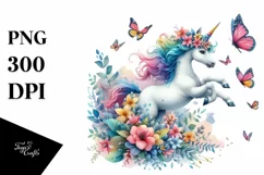 Colorful Baby Unicorn Chasing Butterflies Product Image 1
