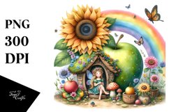 Delicate Fairy House Sunflower | Clipart Product Image 1