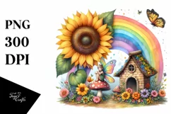 Delicate Fairy House Sunflower | Clipart Product Image 3