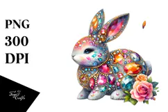 Pastel Bunny Made of Diamonds PNG Product Image 1