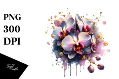 Glossy Orchid Watercolor Splash, PNG Product Image 1