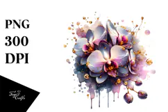Glossy Orchid Watercolor Splash, PNG Product Image 1