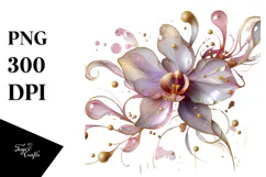 Glossy Orchid Watercolor Splash, PNG Product Image 1