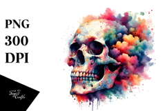 Colorful Skull with Clouds PNG Product Image 1